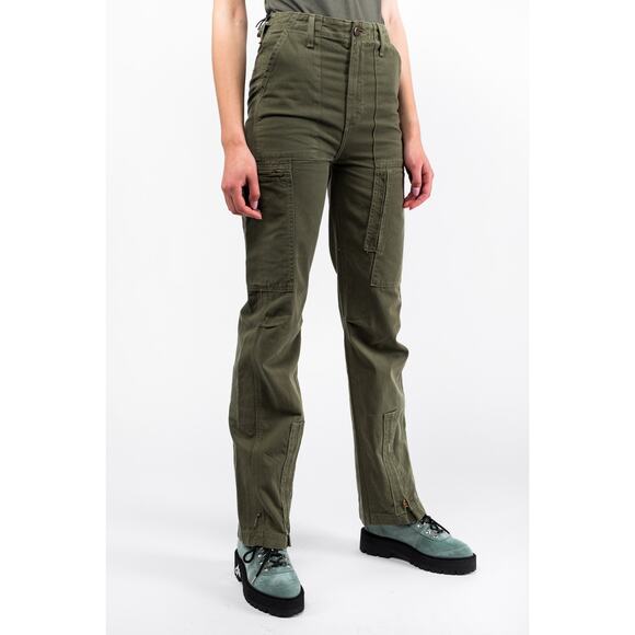 RE/DONE Originals High Rise Cargo Pant in Army Green Military Fatigue Surplus - Picture 3 of 13